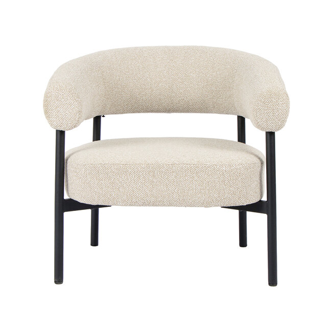 Label51 Fauteuil Delfina – Naturel Royal Boucle | Zwart Metaal