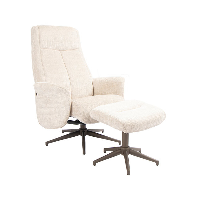 Label51 Draaifauteuil Tumba met Hocker – Naturel Cremona | Brons Metaal
