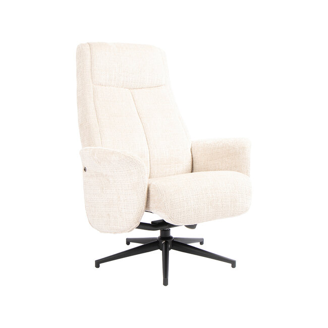 Label51 Draaifauteuil Tumba met Hocker – Naturel Cremona | Zwart Metaal