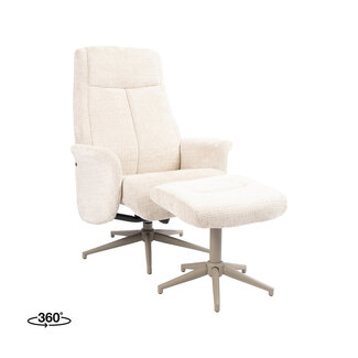 Label51 Draaifauteuil Tumba met Hocker – Naturel Cremona | Taupe Metaal