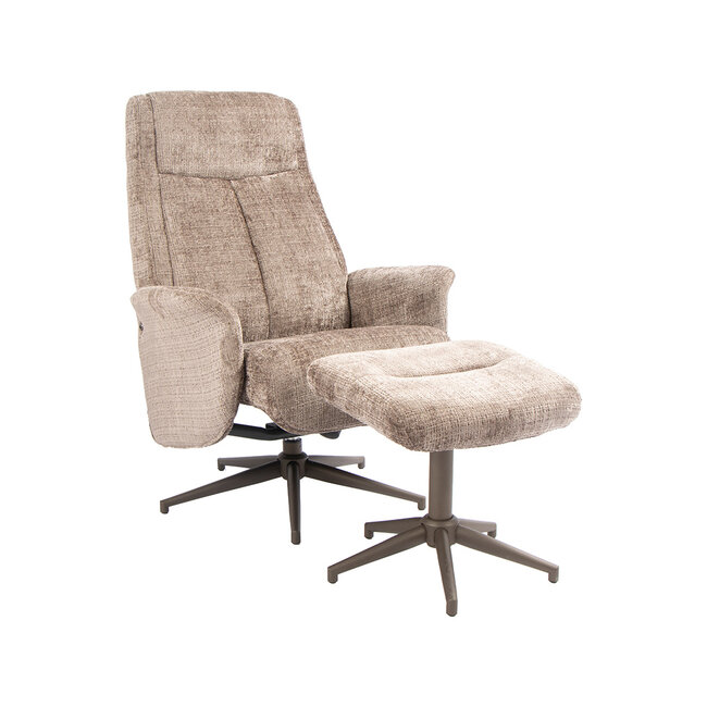 Label51 Draaifauteuil Tumba met Hocker – Taupe Cremona | Brons Metaal