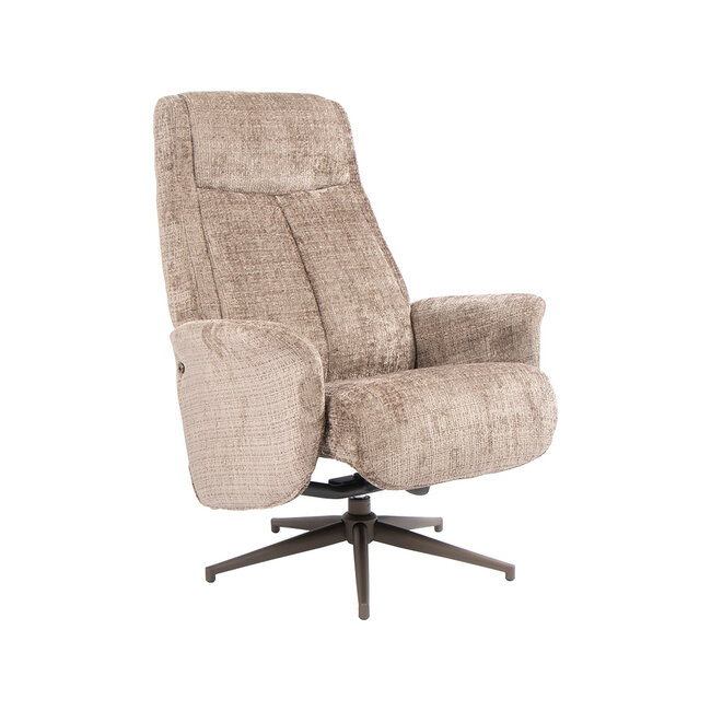 Label51 Draaifauteuil Tumba met Hocker – Taupe Cremona | Brons Metaal