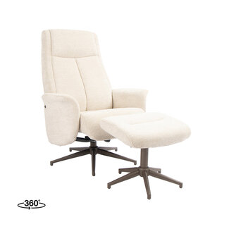 Label51 Draaifauteuil Tumba met Hocker – Naturel Raven | Brons Metaal