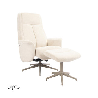 Label51 Draaifauteuil Tumba met Hocker – Naturel Raven | Taupe Metaal