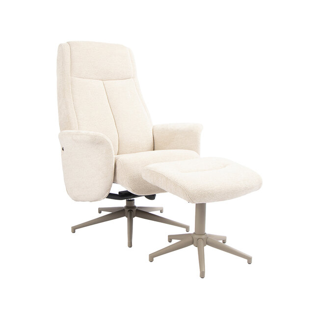 Label51 Draaifauteuil Tumba met Hocker – Naturel Raven | Taupe Metaal