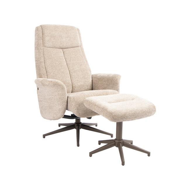 Label51 Draaifauteuil Tumba met Hocker – Taupe Raven | Brons Metaal