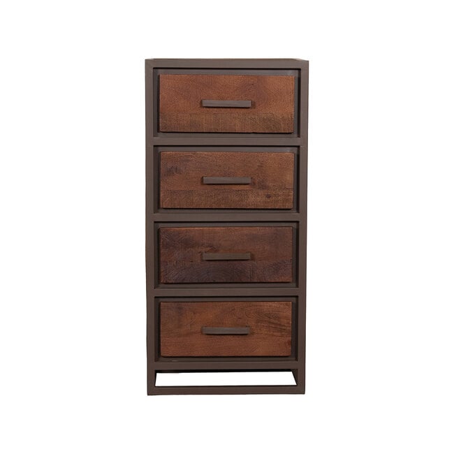 Label51 Ladekast Peru 50 cm – Brown Espresso Mangohout | Brons Metaal