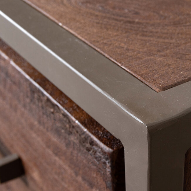 Label51 Ladekast Peru 50 cm – Brown Espresso Mangohout | Brons Metaal