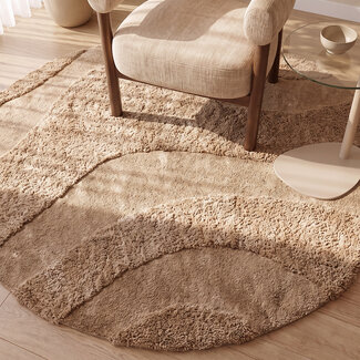 Label51 Vloerkleden Rima - Beige - Polyester - 200x200 cm - Rond