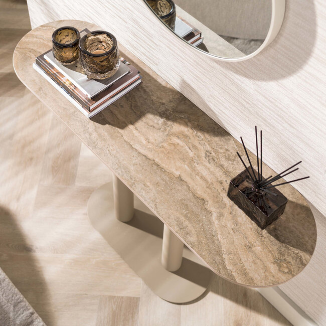 WoonStijl Haltafel Selvo 3D travertin zand