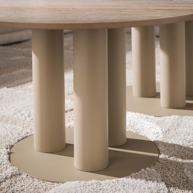 WoonStijl Salontafel Selvo rond set van 2 - 3D travertin zand