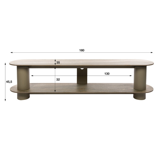 WoonStijl TV-meubel Selvo 180cm - 3D travertin zand