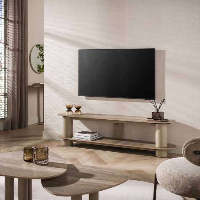 WoonStijl TV-meubel Selvo 180cm - 3D travertin zand