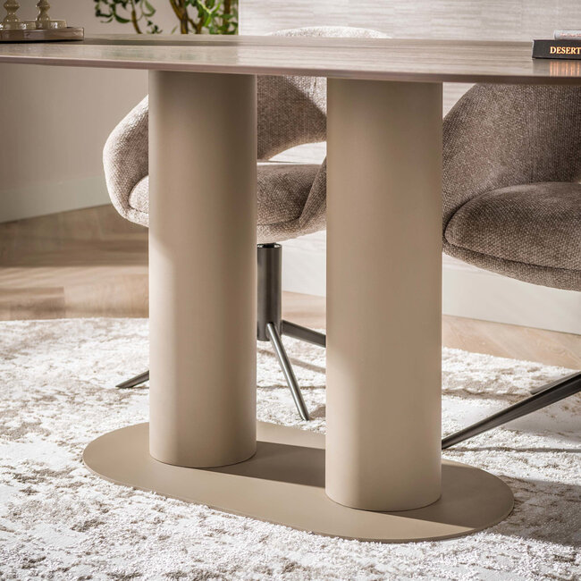 WoonStijl Eettafel Selvo 215cm - 3D travertin zand