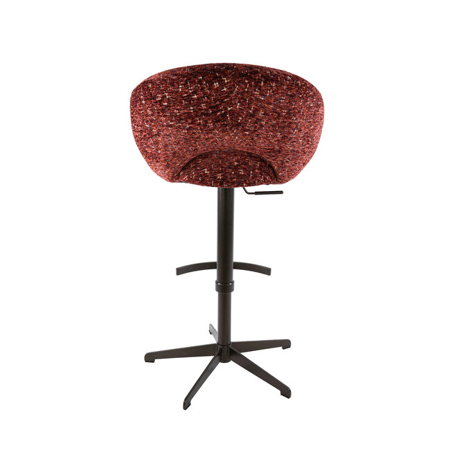 WoonStijl Barstoel Cupa Delviro bordeaux rood - Frame bruin in hoogte verstelbaar