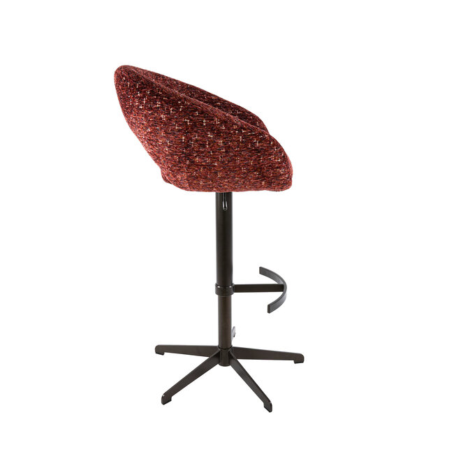 WoonStijl Barstoel Cupa Delviro bordeaux rood - Frame bruin in hoogte verstelbaar