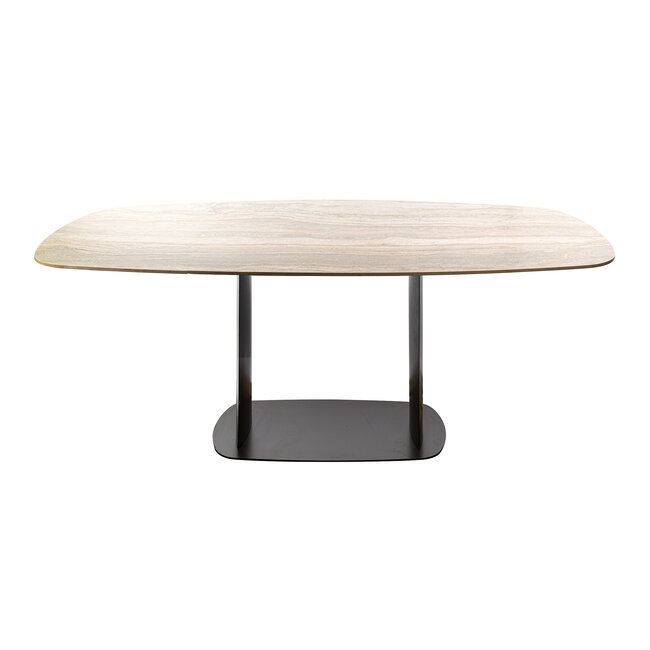 WoonStijl Eettafel Sabbia deens ovaal 215cm 3D travertin zand