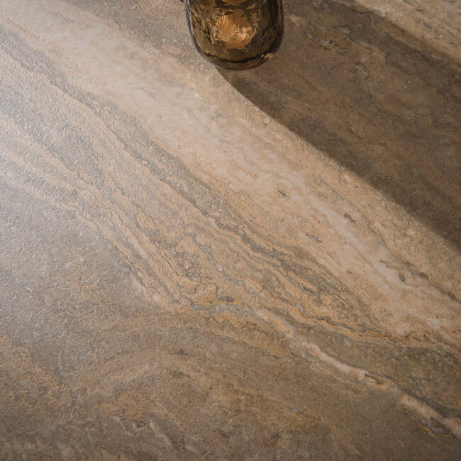 WoonStijl Eettafel Sabbia deens ovaal 215cm 3D travertin zand