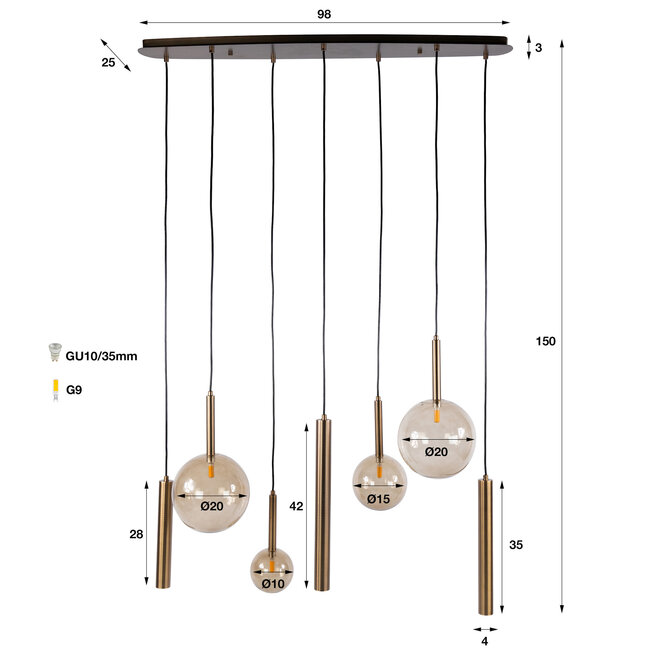 WoonStijl Hanglamp Lustra 4+3-lichts