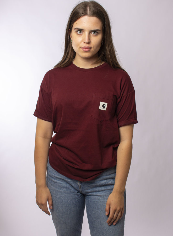 W' S/S Carrie Pocket T-Shirt-Bordeaux