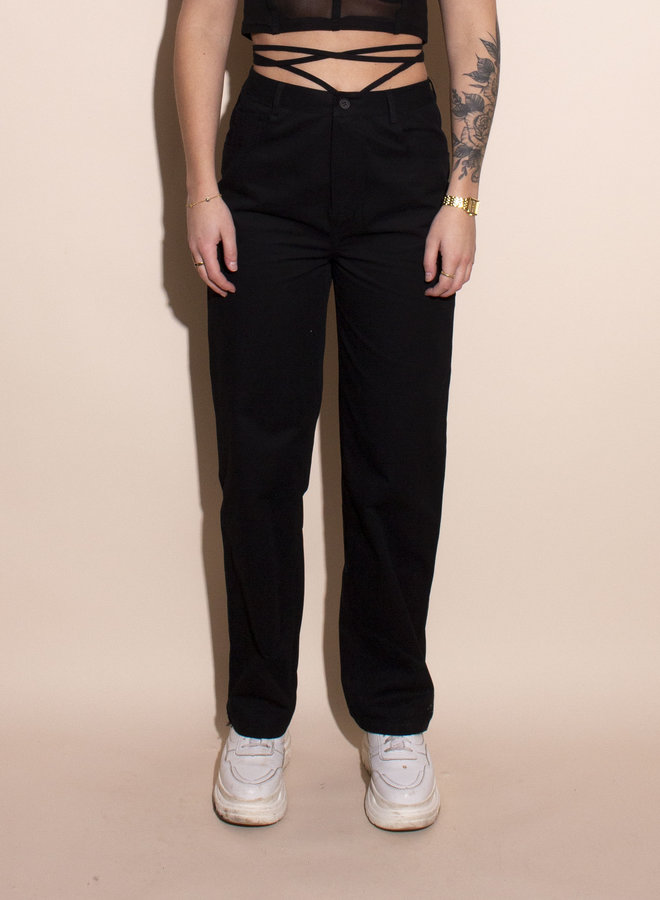 Pantalon with Lines - Black