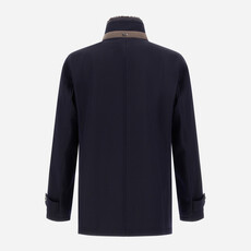 Herno Short wool coat with shearling-lined collar