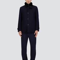 Herno Manteau court en laine à col doublé de peau lainée