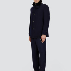 Herno Short wool coat with shearling-lined collar