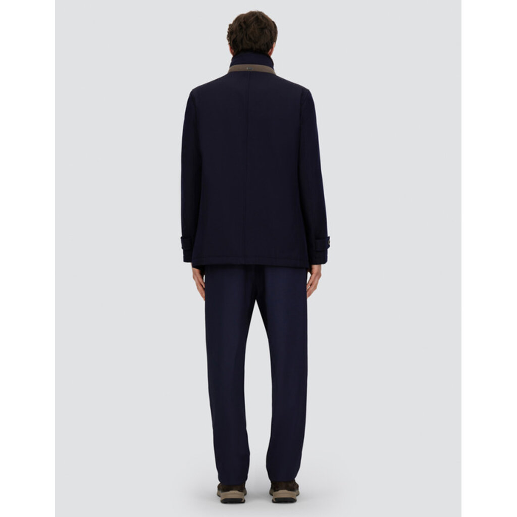 Herno Short wool coat with shearling-lined collar