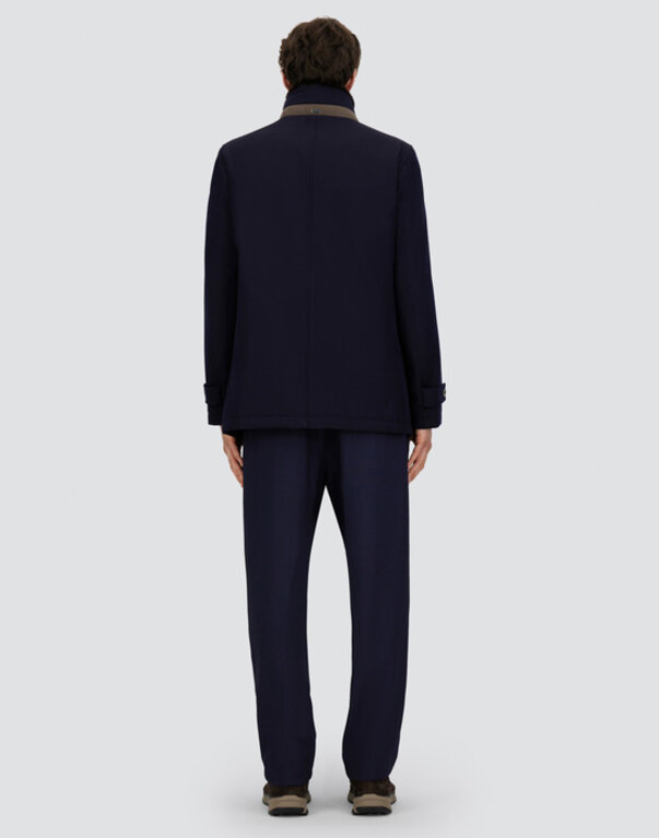 Herno Manteau court en laine à col doublé de peau lainée