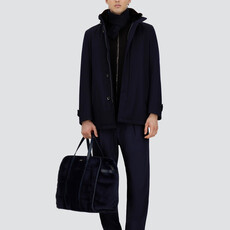Herno Short wool coat with shearling-lined collar