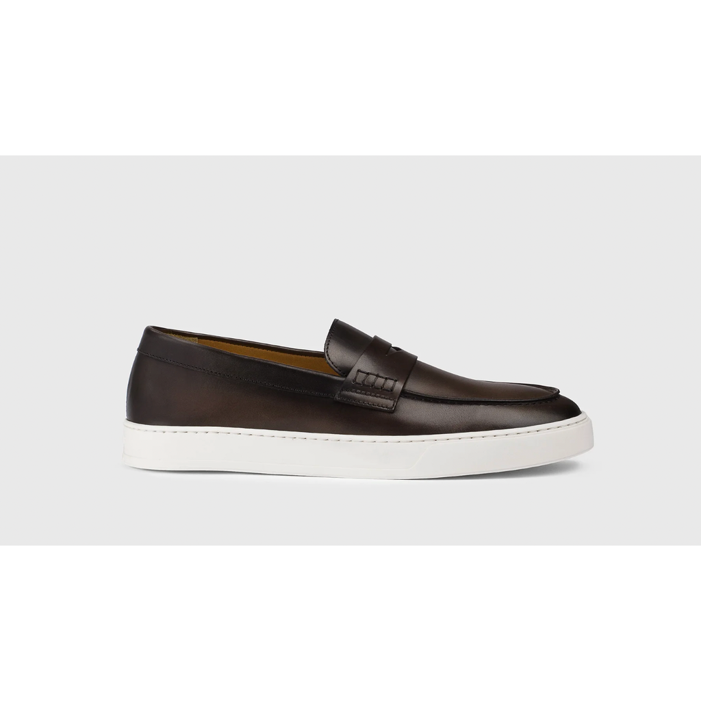 Doucal's DOUCAL'S Dark brown  leather slip-on Penny loafers with vamp