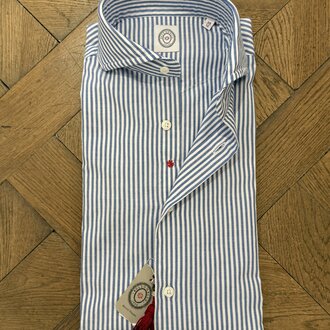 Bolzonella Chemise Oxford 4000 - Rayures blanches et bleues