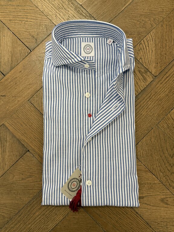 Bolzonella Chemise Oxford 4000 - Rayures blanches et bleues
