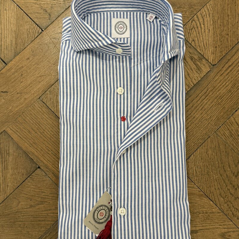Bolzonella Chemise Oxford 4000 - Rayures blanches et bleues