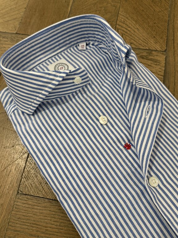 Bolzonella Chemise Oxford 4000 - Rayures blanches et bleues