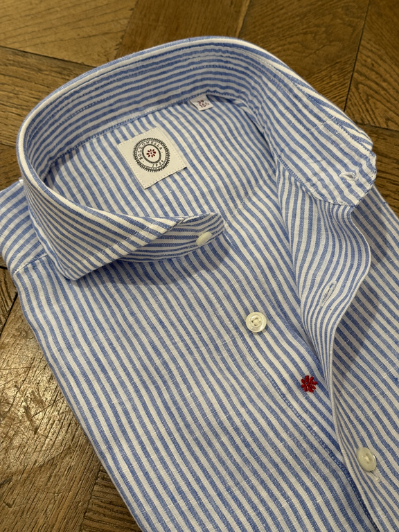 Bolzonella BOLZONELLA Linen shirt - White Blue Stripes