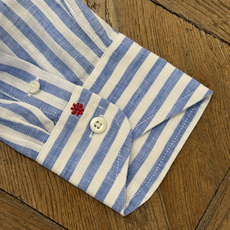 Bolzonella Linen Shirt - White Blue Big Stripes
