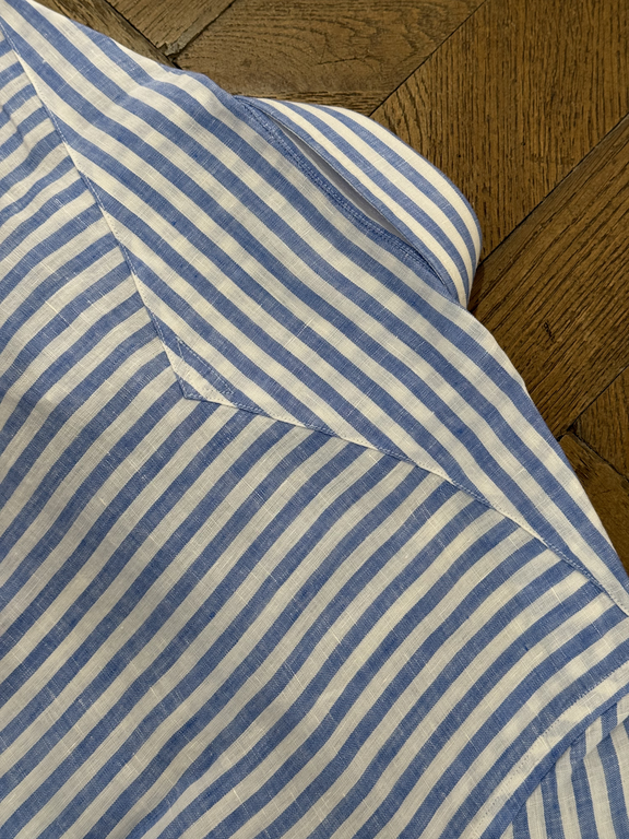 Bolzonella Linen Shirt - White Blue Big Stripes