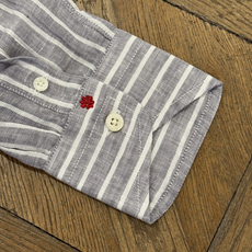 Bolzonella Chemise en lin - Rayures Grises et Blanches