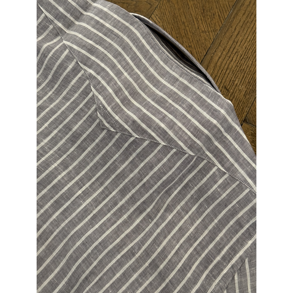 Bolzonella Linen Shirt - Grey White Stripes