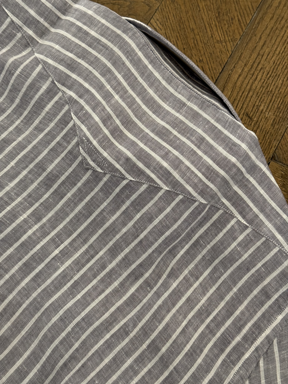 Bolzonella BOLZONELLA Linen Shirt - Grey White Stripes