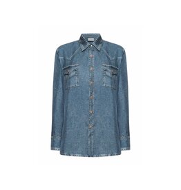 Pierre Louis Mascia Longsleeve Faux-Denim Shirt ALOE in Silk