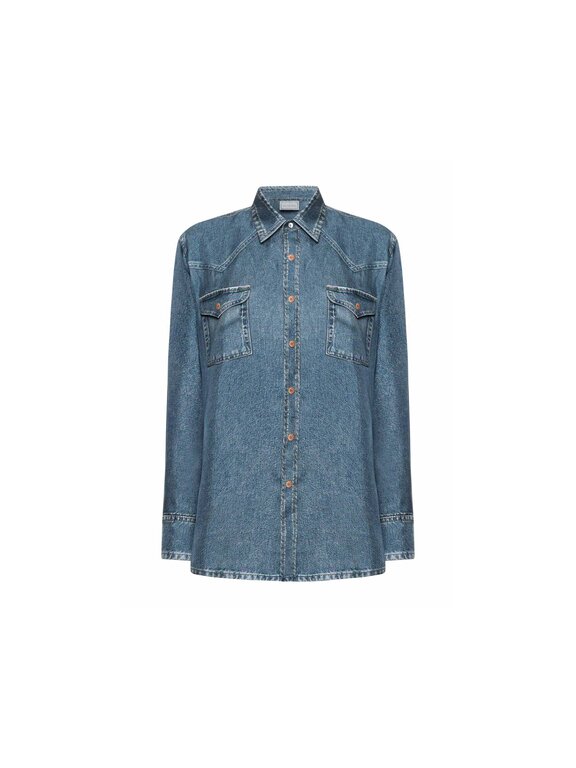 Pierre Louis Mascia Chemise à manches longues Faux-Denim ALOE en soie