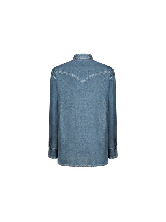 Pierre Louis Mascia Longsleeve Faux-Denim Shirt ALOE in Silk