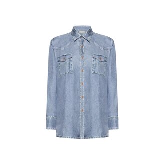 Pierre Louis Mascia Longsleeve Faux-Denim Shirt ALOE in Silk