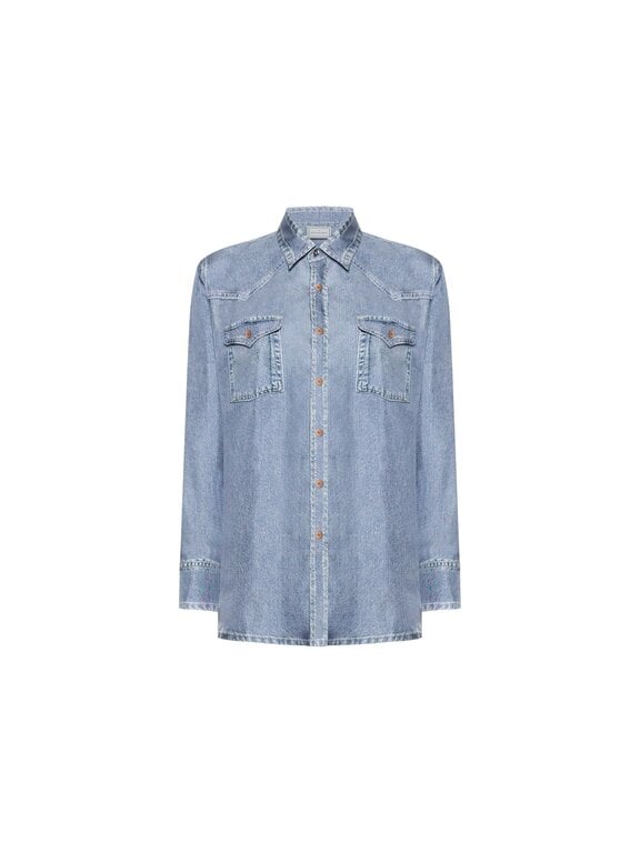 Pierre Louis Mascia Chemise à manches longues Faux-Denim ALOE en soie