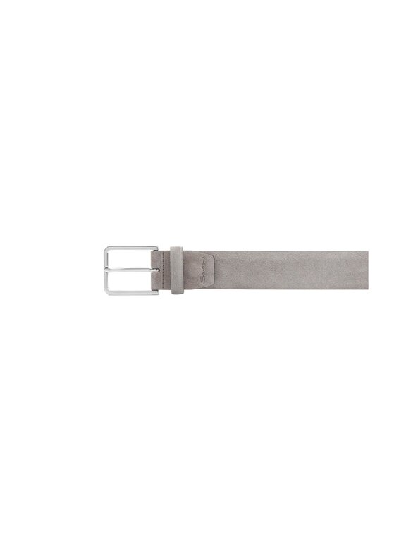 Santoni Ceinture ajustable en daim taupe pour homme
