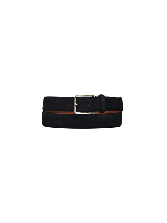 Santoni Ceinture bleu foncé en daim