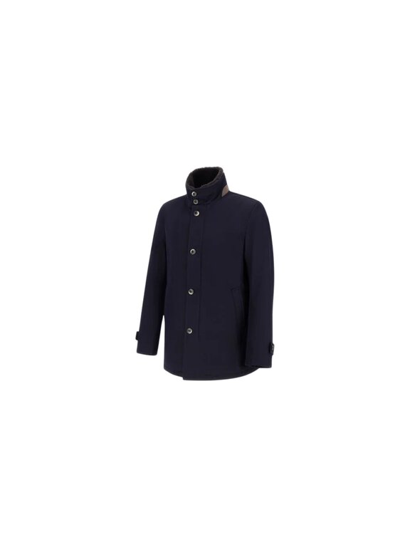 Herno Manteau court en laine à col doublé de peau lainée